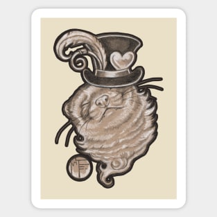 Ferret In A Top Hat - Black Outlined Version Sticker